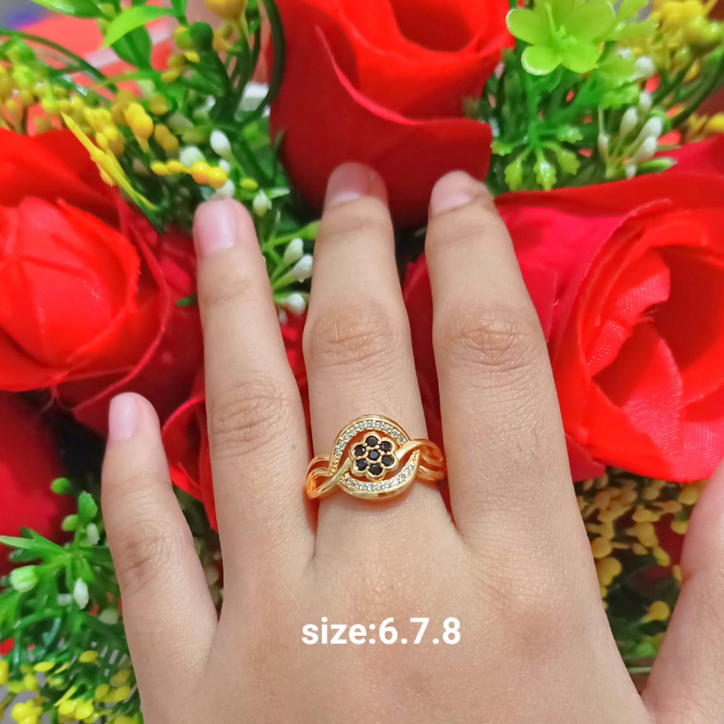 Cincin Dewasa Permata perhiasan wanita Gold (COD)