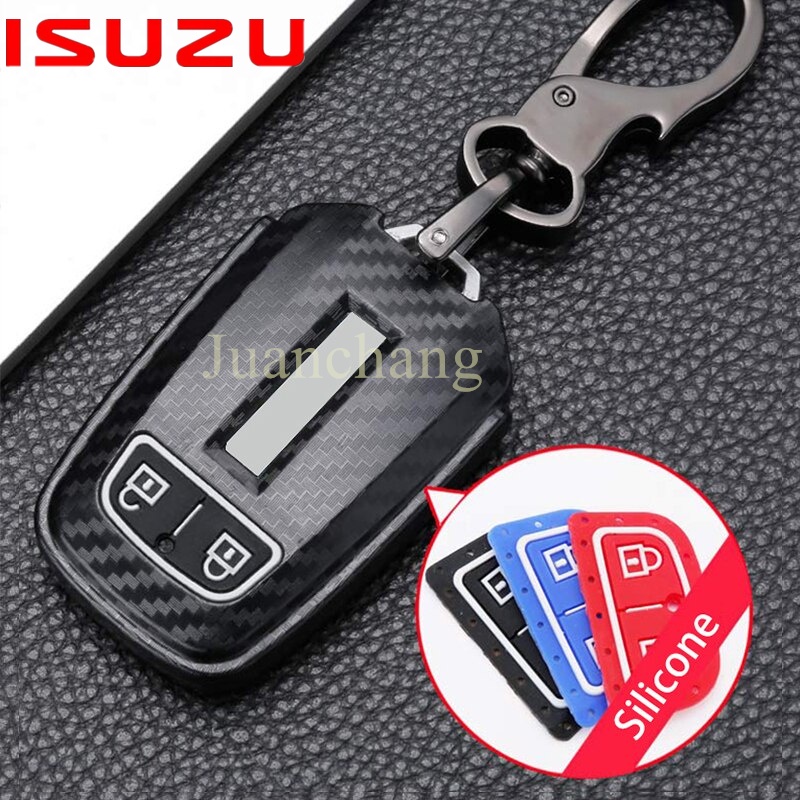 (Ready Stock) Casing Remot Kunci Mobil Bahan Silikon Aksen Serat Karbon Untuk Isuzu New dmax d max MU-X 2015 2018 2019 2020