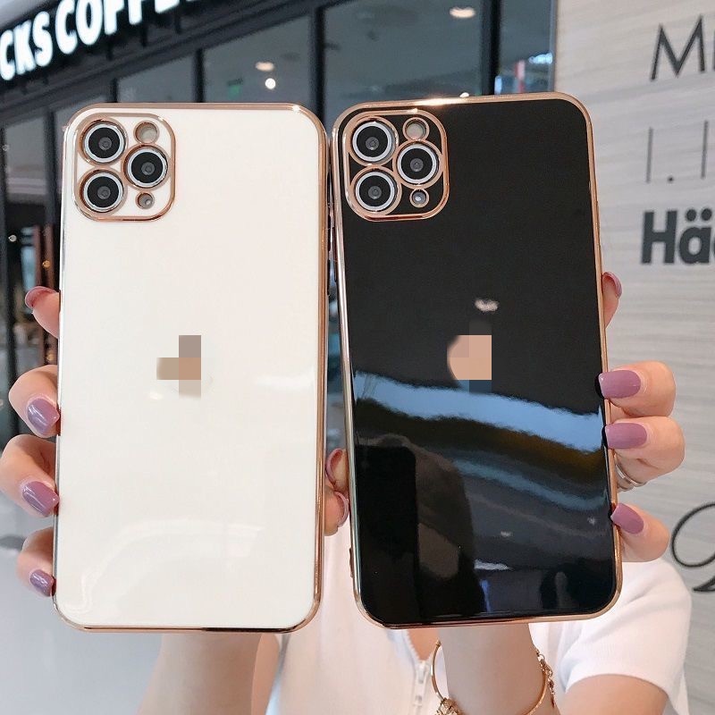 Soft case Electroplating Dengan Logo Untuk Iphone 11 12 13 pro max Xs max XR 7 8 plus Se20