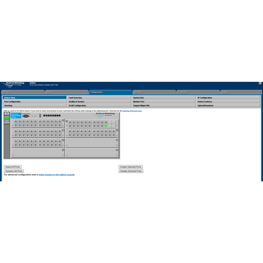 switch core hp procurve 4208vl 48 port gigabit manage web base