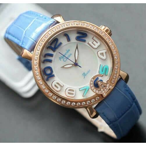 jam tangan alexandre christie AC 2391LH DR BIRU ROSEGOLD