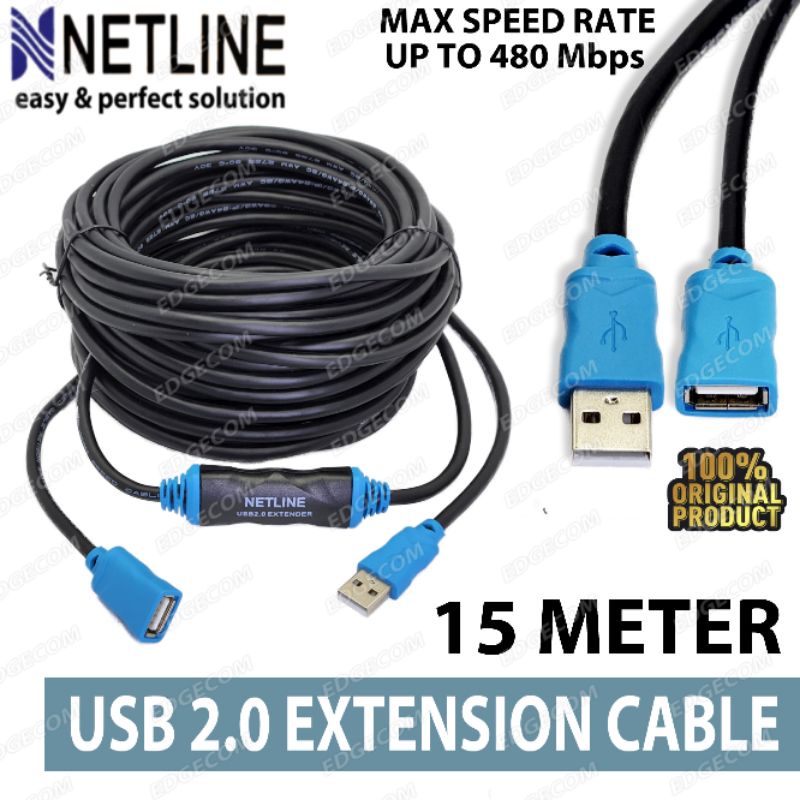 Kabel USB 2.0 / USB 3.0 Extension Aktif / Extender Aktif 15 Meter NETLINE