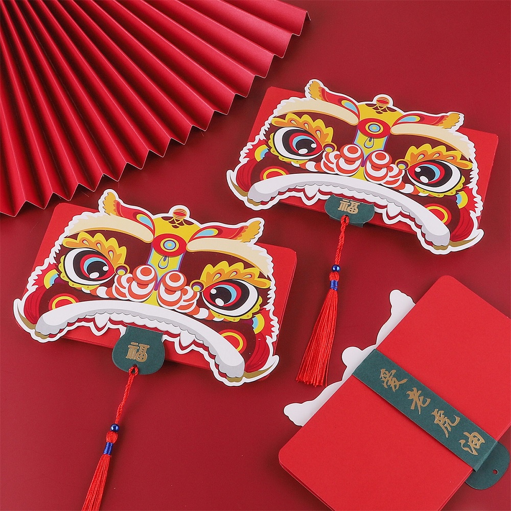 Amplop Angpao Lipat Motif Macan Merah Untuk Tahun Baru Cina / Imlek