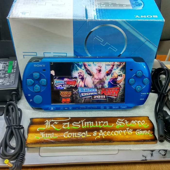 PSP SLIM PSP 3000 BLUE PAKET MEMORY 16GB FULL GAME