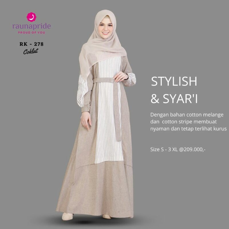 GAMIS MUSLIMAH RAUNA RK 278 COKLAT