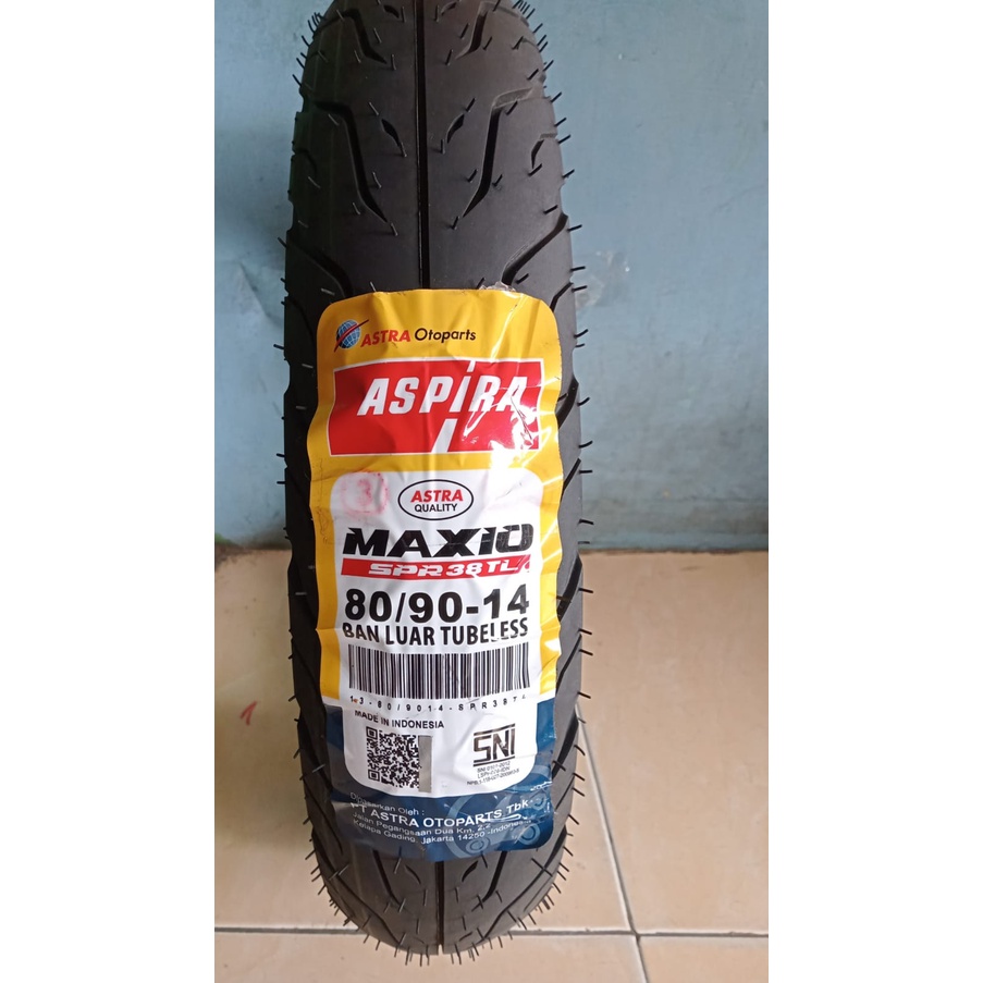 Ban aspira maxio SPR 38 TL 80 / 90 -14 TUBLESS untuk matik Ban honda