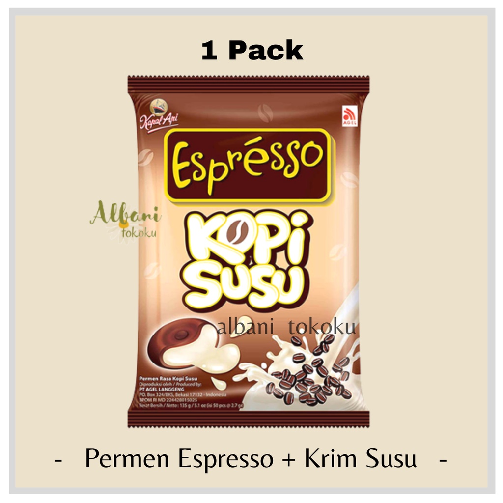 

Permen Espresso Kopi Susu Kemasan 135 gr - Permen Kopi - Permen Espresso - Dengan Krim Susu Di Tengah