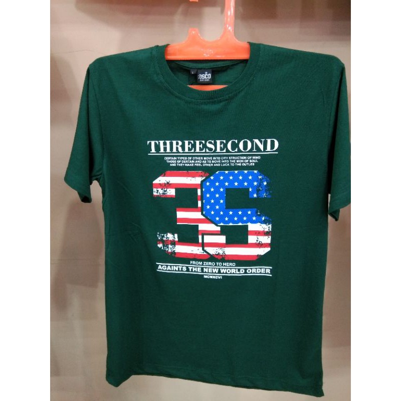 Kaos Tshirt Distro Original BM 3Second Three Second Green