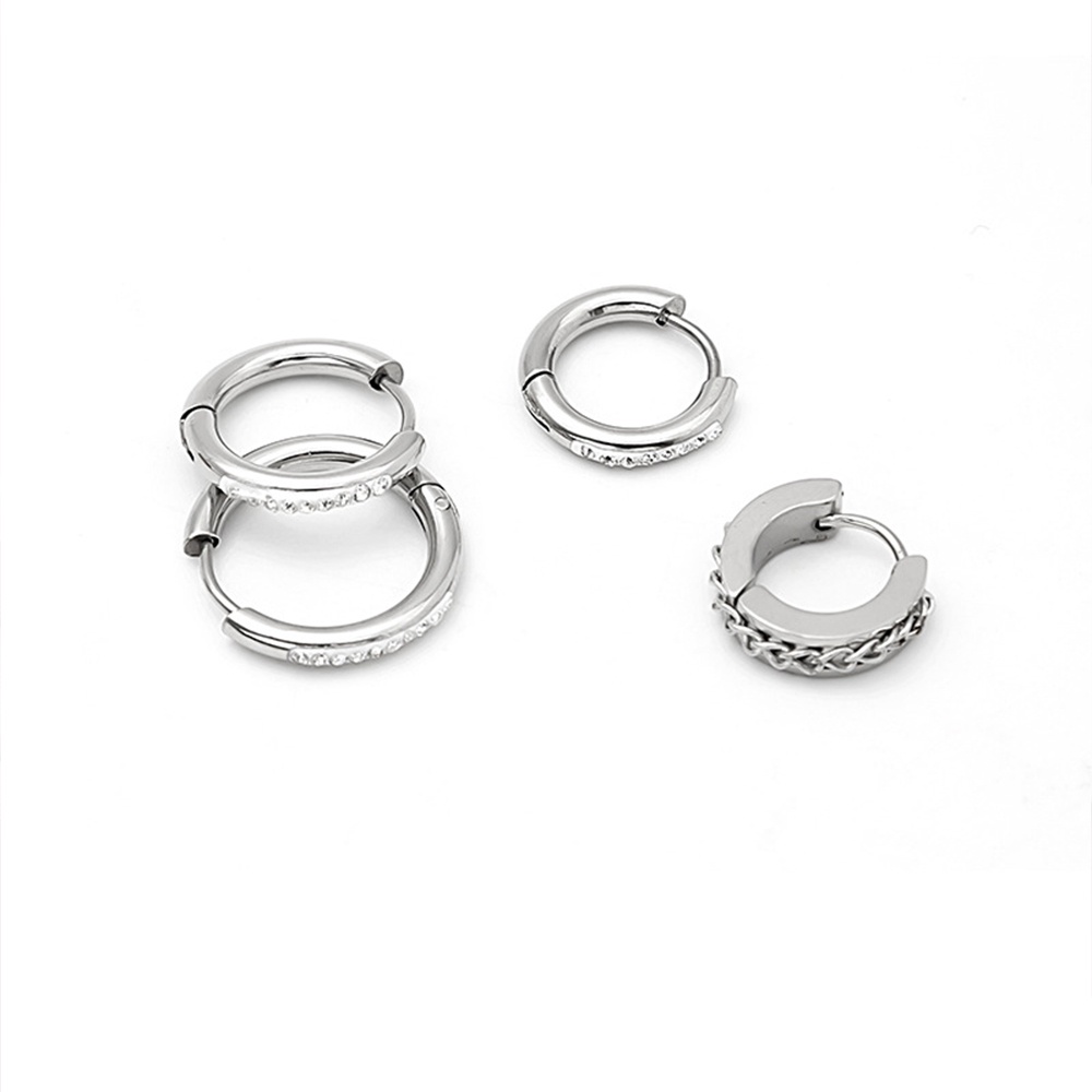 1 Pc Anting Tindik Bentuk Bulat Geometris Bahan Stainless Steel Untuk Wanita