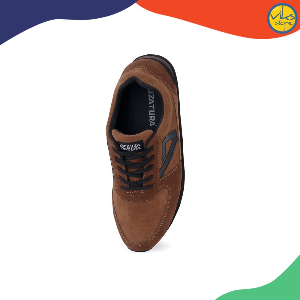 Sepatu Sneakers Tali Casual Suede Pria Coklat Kuzatura NC KZS 559 Original Branded