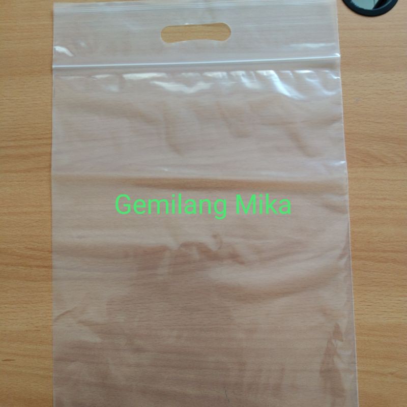 Plastik jinjing ziplock kualitas SUPER 30 x 38 +7cm(isi 10 lembar)