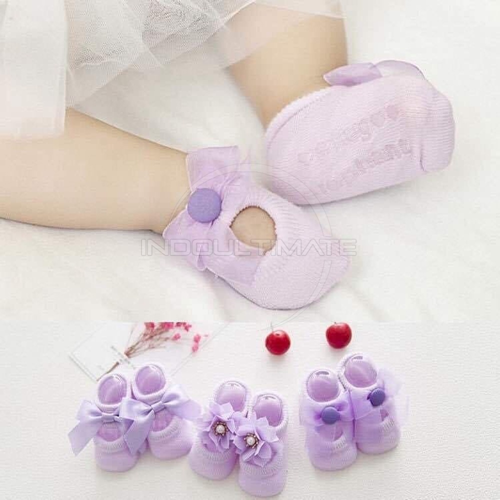 1Pcs Kaos Kaki Anak Bayi Perempuan 0-1 Tahun Alas Kaki Anak Bayi Balita Baru Lahir KKA-705 Baby Socks Pelindung Kaki Anak Sarung Tangan Kaki Bayi Cewek