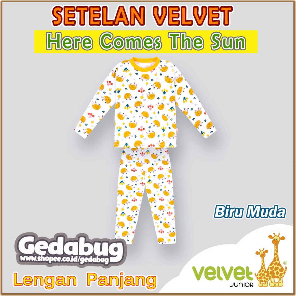 Setelan Piyama Anak Lengan Panjang | Velvet Junior Here Cuson The Sun | 100% Original