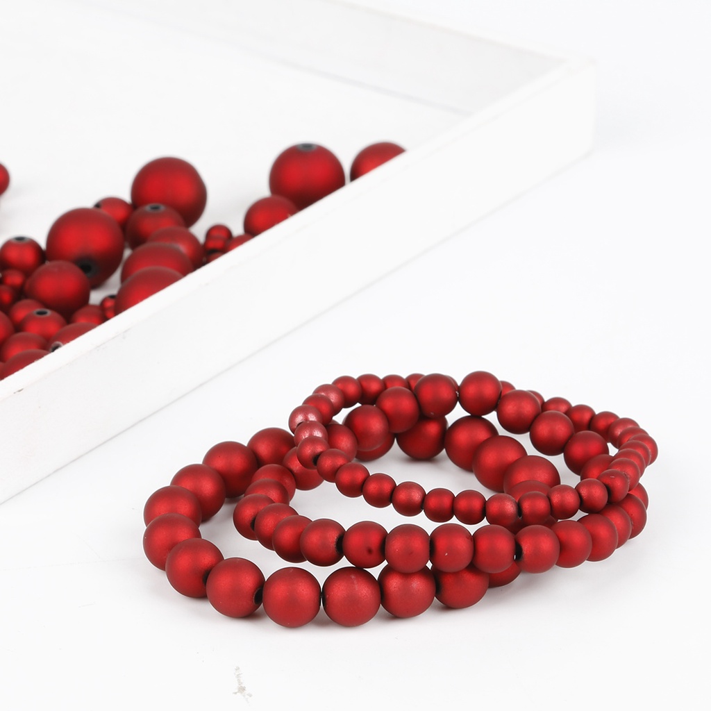 15-200/PCS Hitam/Merah Matte Plastik Bulat Beads 6 8 10 12 14 16 Mm ABS Permukaan Frost Manik-manik Longgar untuk DIY Membuat Perhiasan Temuan