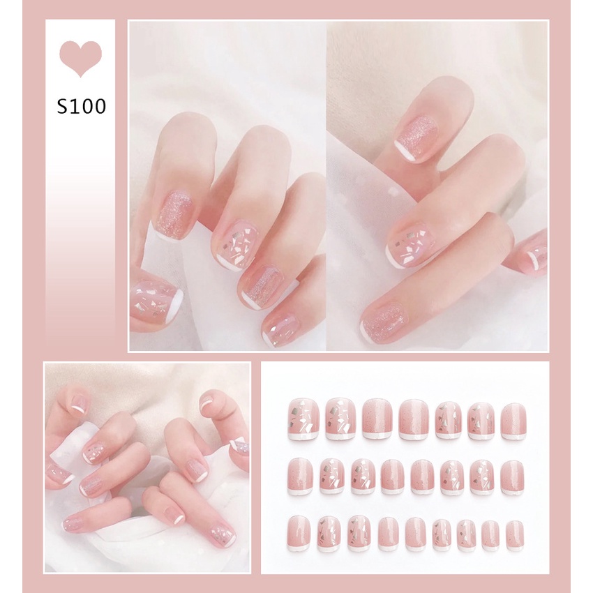 Divine Kuku Palsu 24pcs/set Long 3D Design Gaya Anggun Nail Art