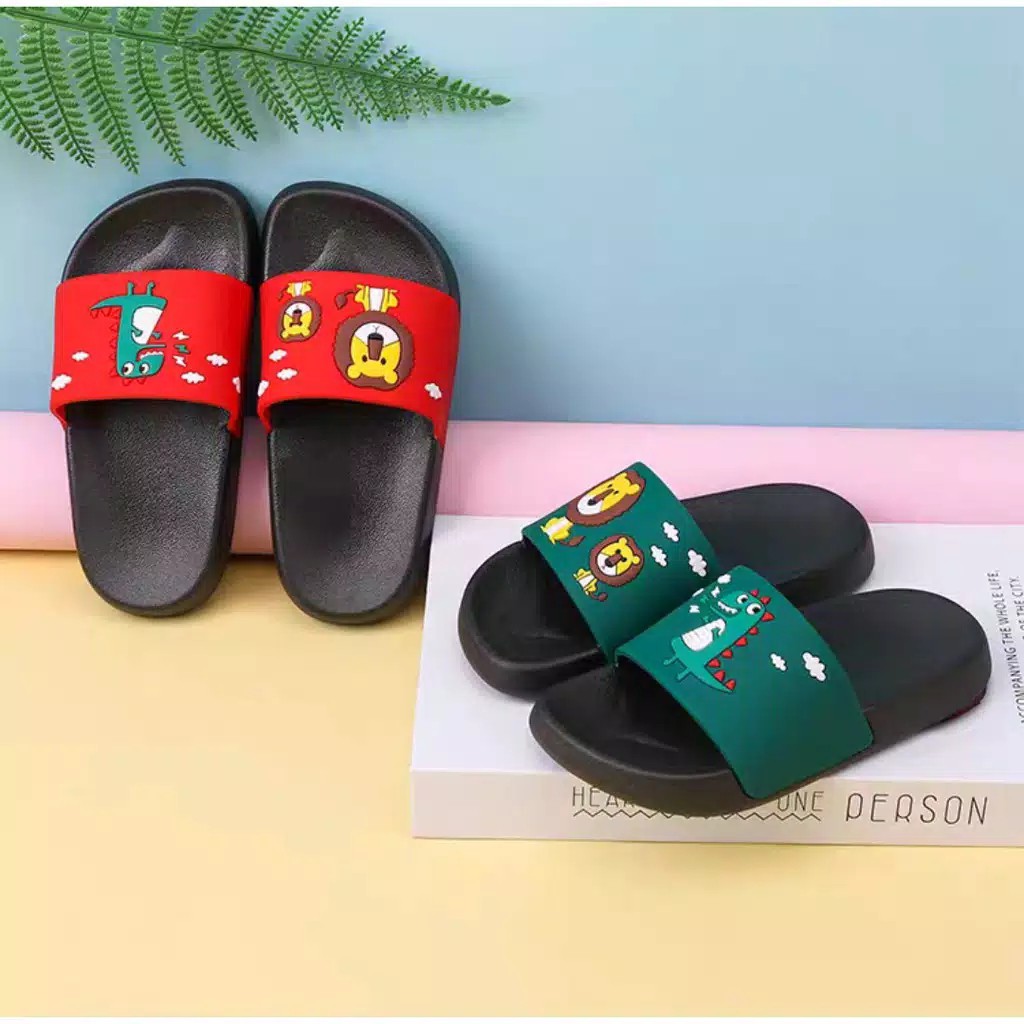 SANDAL LION JUNGLE Sandal selop karet lucu anak Laki Laki Cowok Import Kualitas Bagus