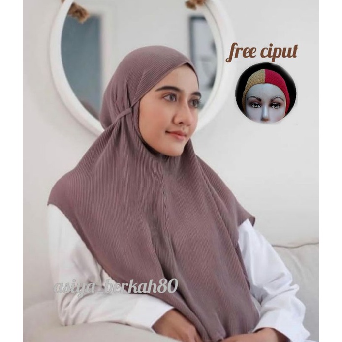 Hijab Bergo Maryam Plisket/Jilbab bergo plisket/kerudung instan/jilbab instan