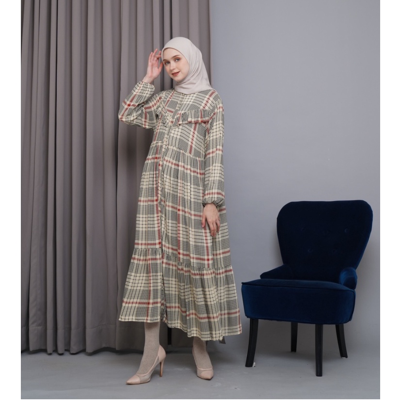 Ayana Ankle Dress Rayon Premium Midi Dress Rayon Hayya Dress Looklike Haideeorlin Hayya houdstooth K