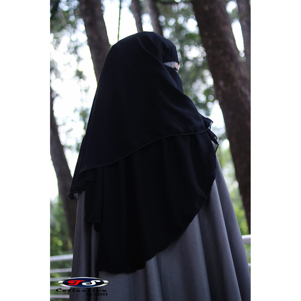 Cadar Niqob Purdah New Long Yaman Anti Singkap Tahan Badai 2 Layer-TS - Hitam