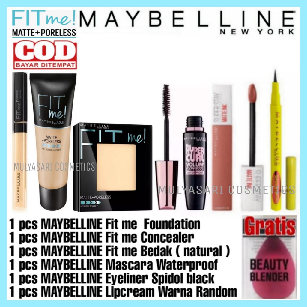 Paket Set MakeUp [ 3 in ]/ Paket Maybellin 6 in 1 Lengkap Maybellin