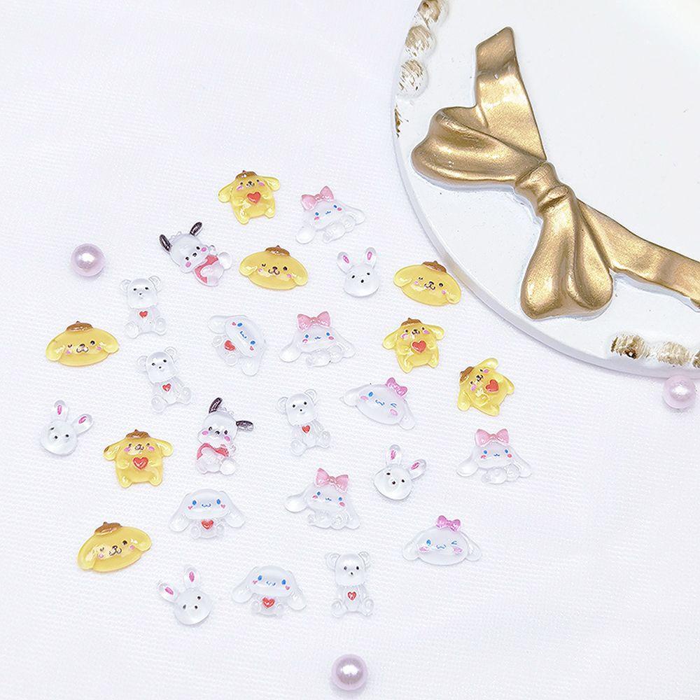 Nickolas1 DIY Nail Art Dekorasi Indah Kuromi 20 Pcs Pikachu Flatback decor HelloKitty Bear AB Kristal Puding Perhiasan Kuku Anjing