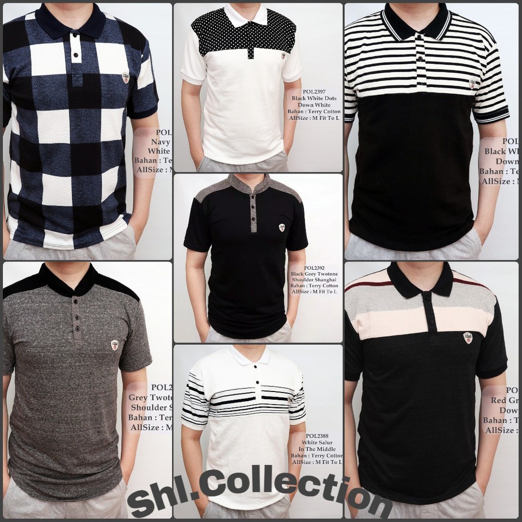  6 Variasi Model  Warna Kaos Polo  Shirt  Polos  Hitam Putih 