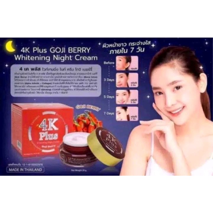 4K Plus Whitening Night Cream With Goji Berry For Acne