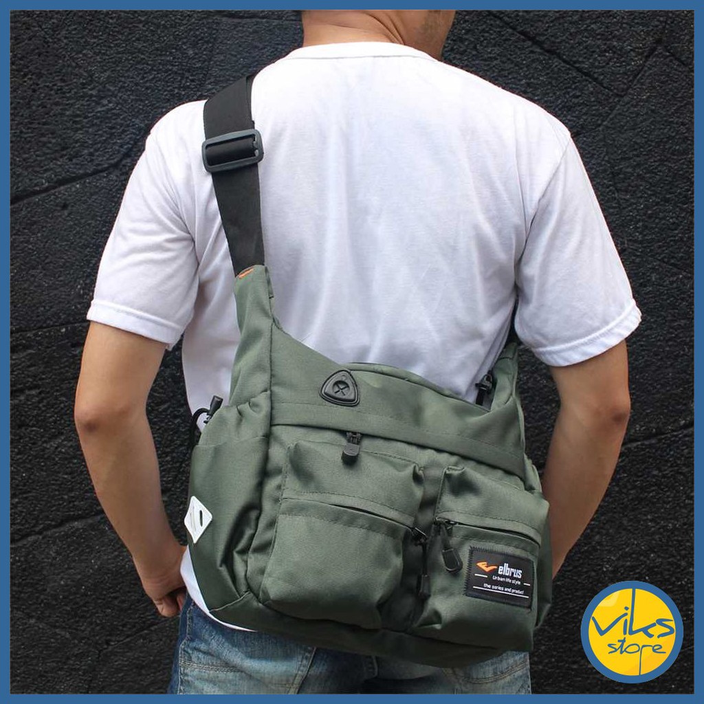 Tas Selempang Pria Cowok Elbrus Original Slingbag Tas Kerja Kuliah Sekolah Besar Simple Premium Tas Slempang Tas Dokumen Distro Original Model Terbaru