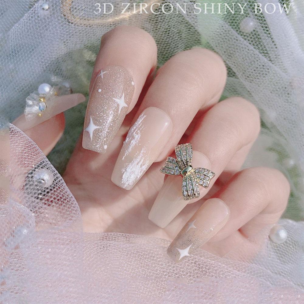 Mxbeauty Charms Perhiasan Bentuk Pita Bahan Zircon Untuk Dekorasi Nail Art