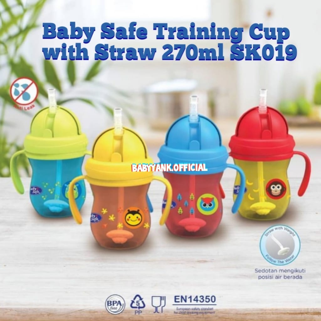 ♥BabyYank♥ Baby safe SK019 Training Cup With Straw 270ml - Botol Minuman Anak dengan Sedotan dan Pemberat