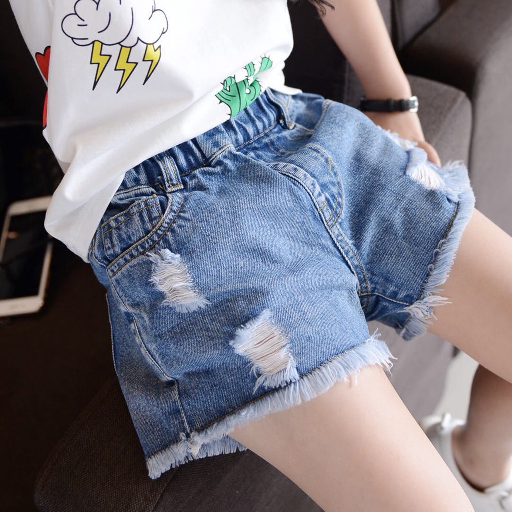 Celana Pendek Anak Perempuan / Celana Denim Anak Perempuan / Celana Jeans Anak / Celana Santai Anak Perempuan / Girl Pants / Celana Sobek Anak Perempuan