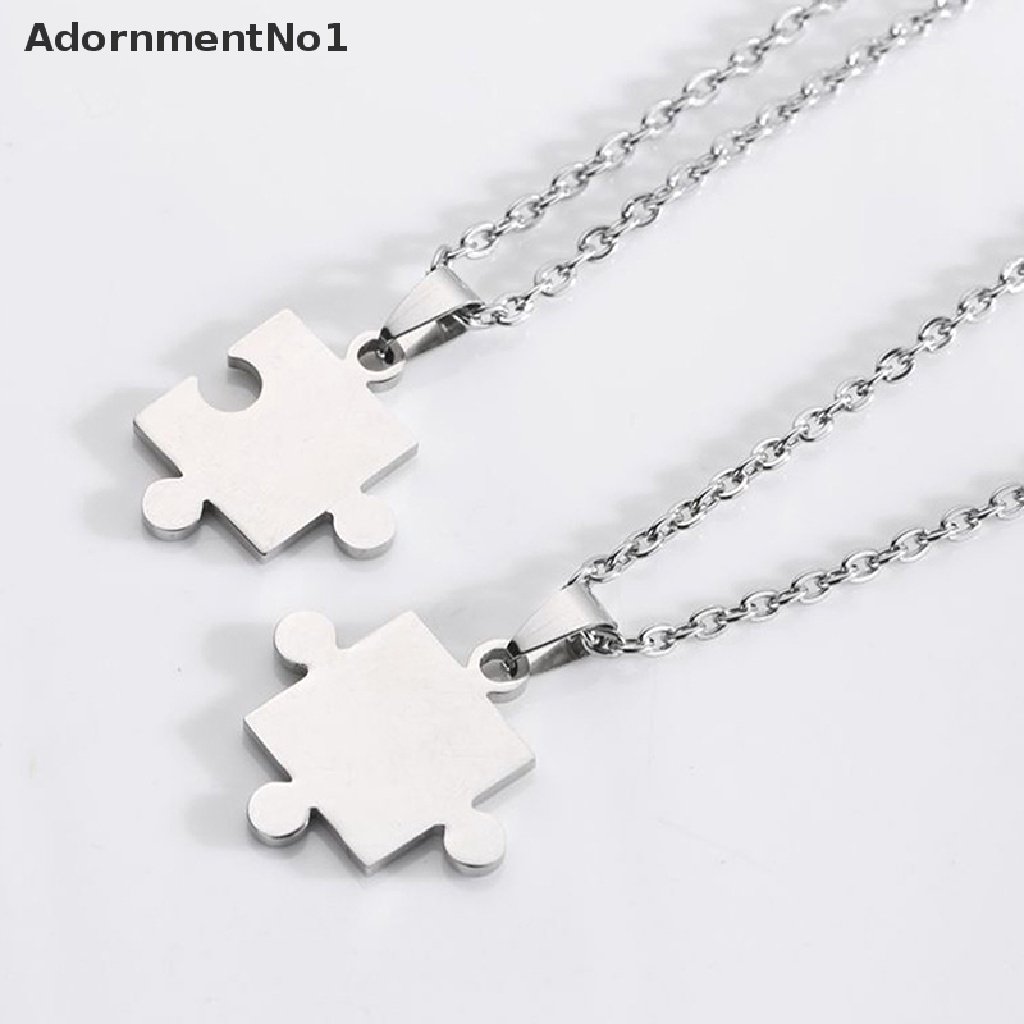 (AdornmentNo1) 1 Pasang Kalung Rantai Dengan Liontin Puzzle Untuk Pria / Wanita