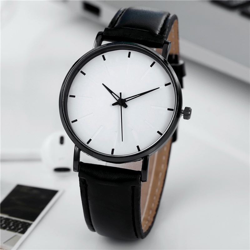 Jam Tangan Pria Gaya Casual Dengan Strap Pu Analog Quartz Fashion Pria Import