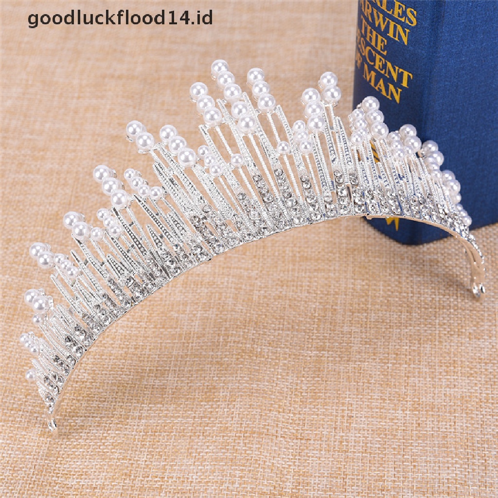 [OOID] Pearl Crystal Tiara Rhinestone Hair Accessories Crown Wedding Bridal Headband ID