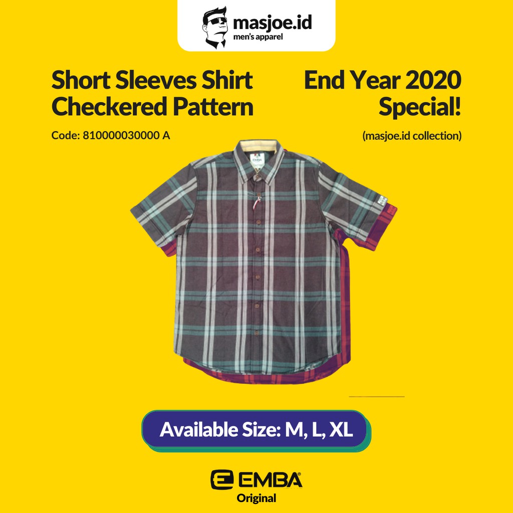 Kemeja Pria Casual EMBA Original - Short Sleeves Shirt Checkered Pattern