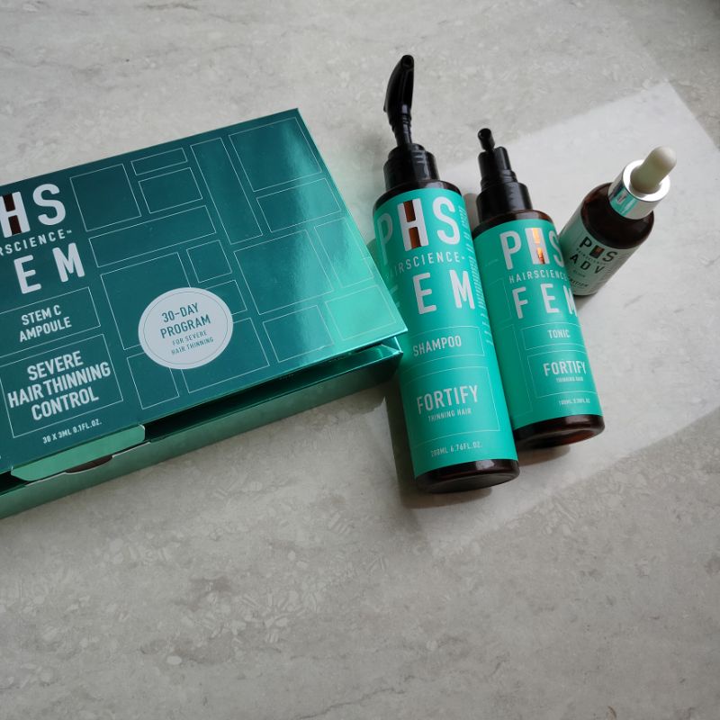 PHS Hairscience fortify ampoule /tonic / shampoo / elixir