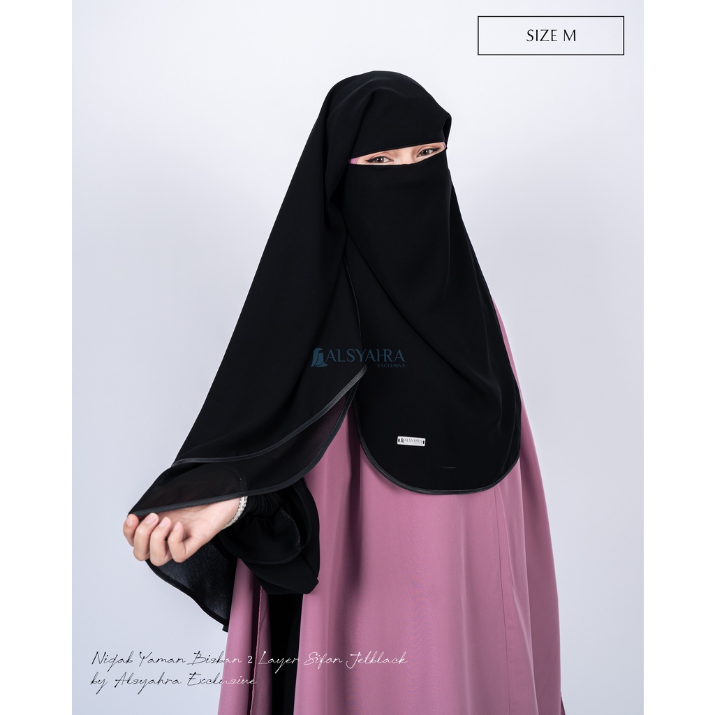 Jual New Original Niqab Yaman Size M Bisban 2 Layer Sifon Jetblack Alsyahra Exclusive Shopee 5005