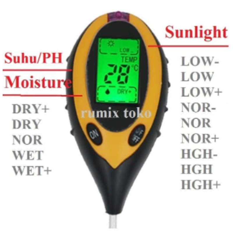 Digital PH Meter 4 in 1 Tanah soil test