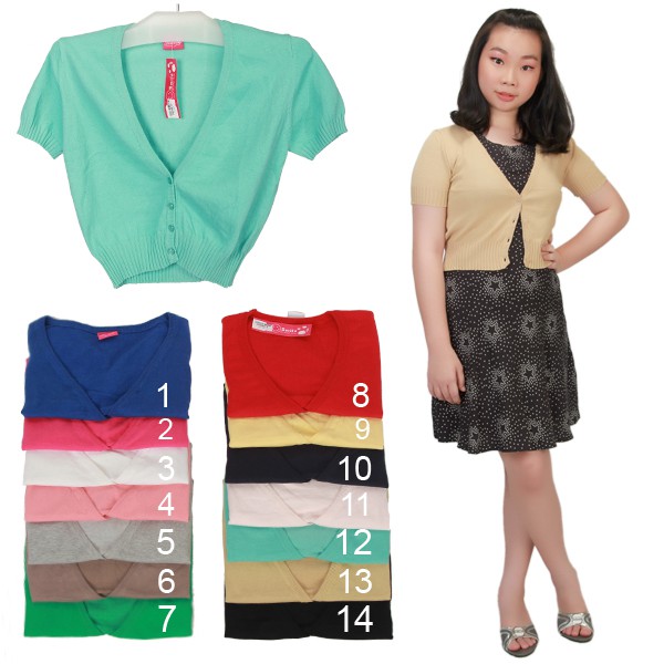 Cotton Candy Cardigan rajut wanita bolero outer premium badan pendek tangan pendek kancing 2038