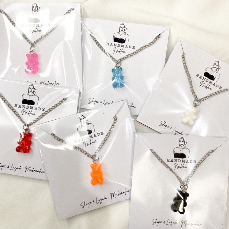 gummy bear necklace/ kalung bear aesthetic / kalung rantai silver gummybear