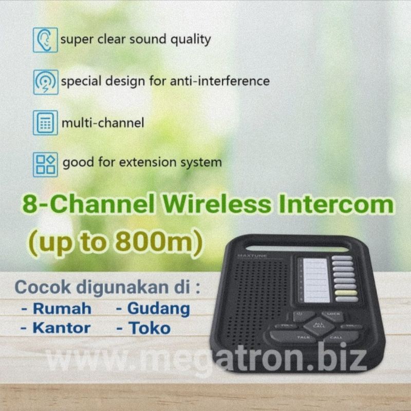 8-Channel Wireless Intercom (Interkom tanpa kabel) - up to 800 meter