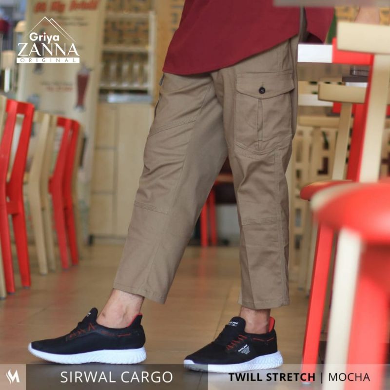 Sirwal cargo 010 mosped celana panjang kargo katun twill
