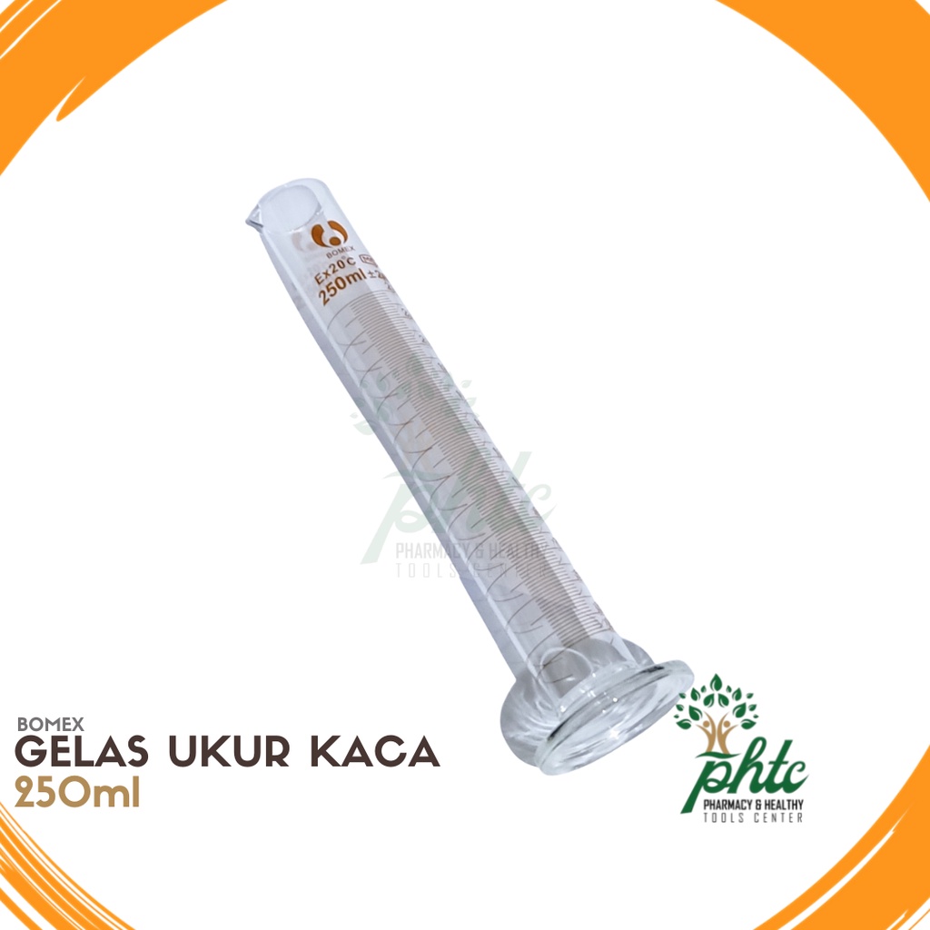 BOMEX Gelas Ukur 250ml l Gelas Ukur Kaca 250 ml l Alat Ukur Cairan GU 250ml