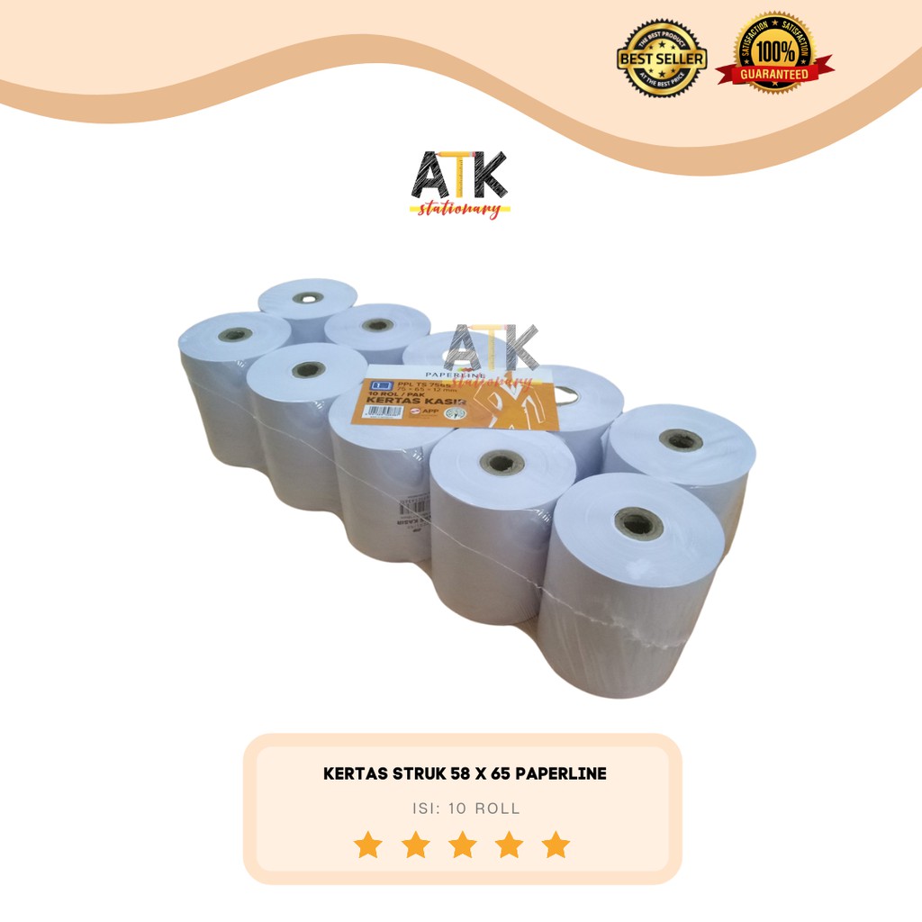

Kertas Struk Kasir / Kas register 58 X 65 Paperline 1 Pack ( 10 Roll) atk