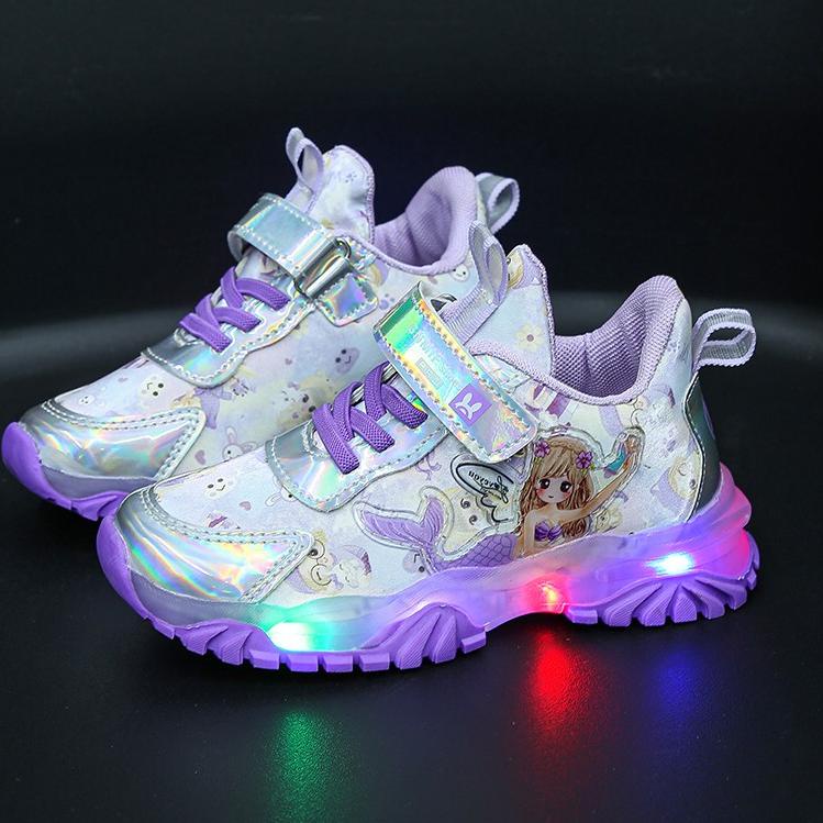 Model Baru.. 【Ready】F8 Lampu LED sepatu anak perempuan dan anak-anak，sepatu lampu LED