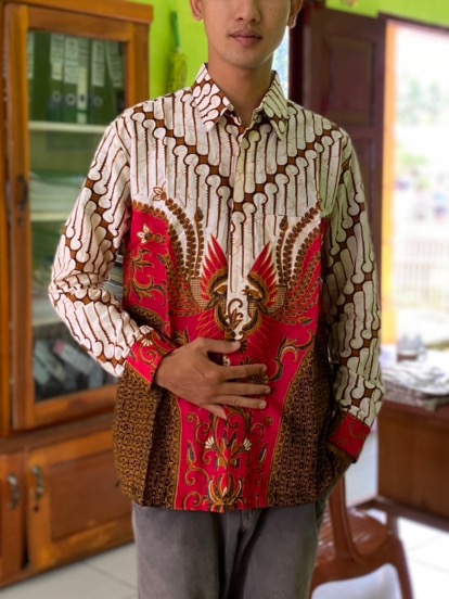 Batik Couple Keluarga Sania Ruffle Ori Ndoro Jowi Dnt Motif Garuda Merah