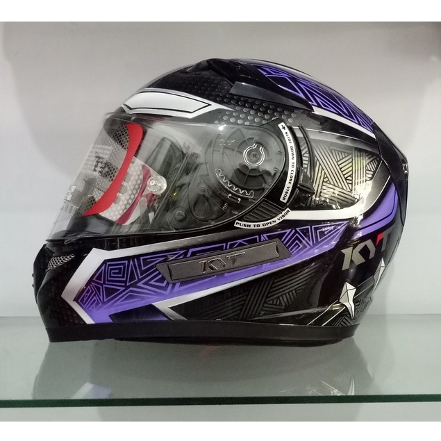Helm KYT K2 Rider BLACK PANTHER PURPLE GLOSSY off  Bonus Tear Off original