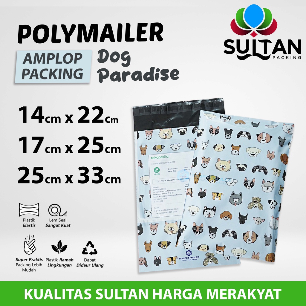 

Polymailer Polimailer Amplop Plastik Packing Motif Dog Paradise Rusfet Satuan