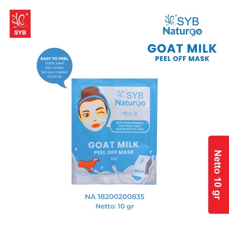 SYB Naturgo Peel Off Mask 10g - SYB NATUR90 - Acne Chocolate Strawberry Gold Goat Milk Charcoal Diamond