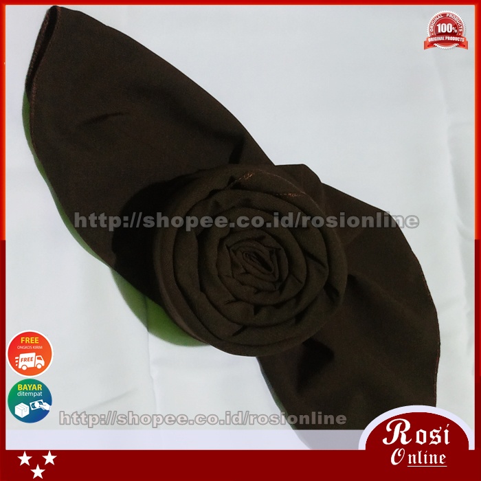 Pashmina Jumbo Syari Wolfis Italiano 200x75 Ala Sabyan Malay Crepe Stretch Polos-Coklat Tua
